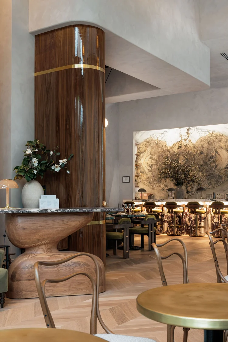 The Copper Table walnut paneling detail