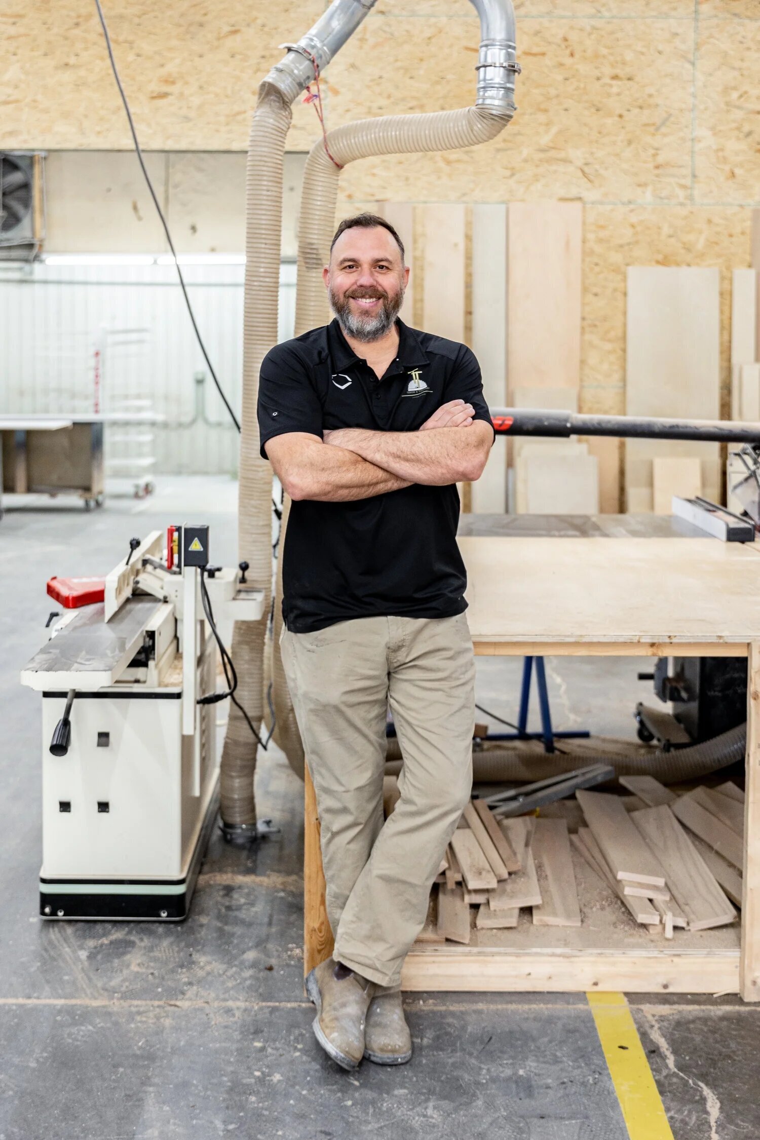 John Mitchell in his woodworking workshop